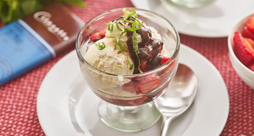 Recipes: Ice Cream Sundaes with Strawberries and Balsamic Chocolate Sauce