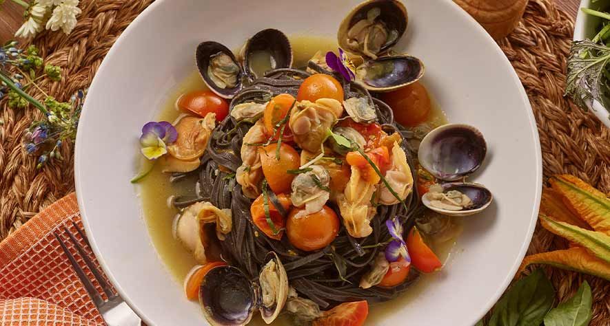 Recipes: Cuttlefish Ink Linguine with Clams and Sungolds