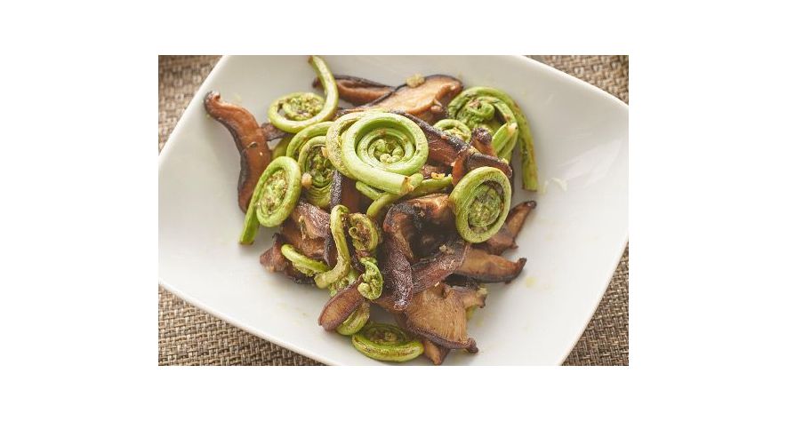 Recipes: Sautéed Fiddleheads with Shiitake Mushrooms, Garlic, and Ginger