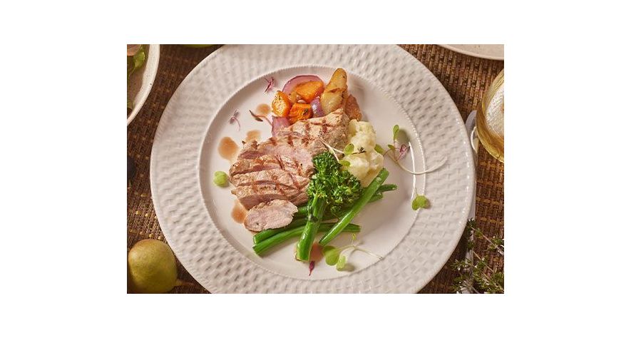 Recipes: Grilled Ibérico Pork Chops with Cider-Braised Apples and Vegetables