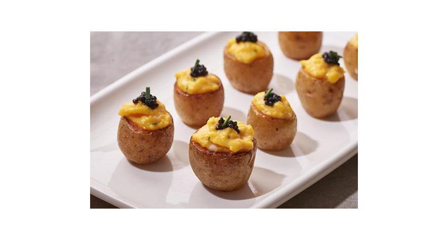 Recipes: Cocktail Potatoes with Soft Scramble and Caviar