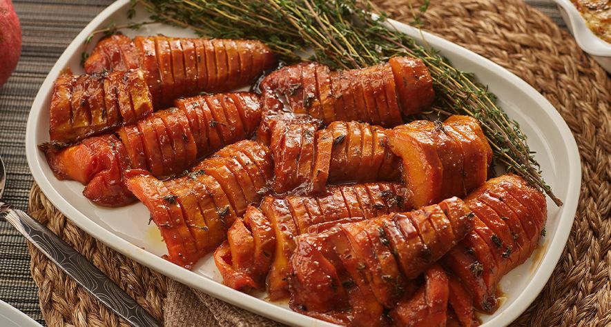 Recipes: Hasselback Butternut Squash with Miso-Cider Glaze