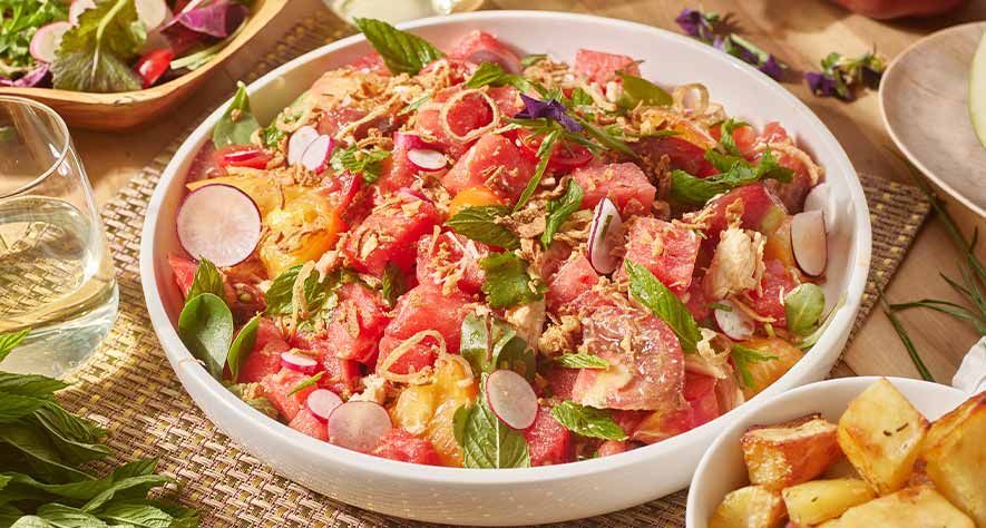Recipes: Rotisserie Chicken, Watermelon, & Tomato Salad with Thai-Style Vinaigrette