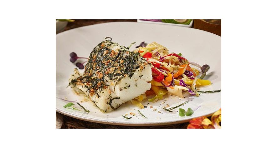 Recipes: Nori-Crusted Cod with Mango Slaw and Sesame-Soy Dressing