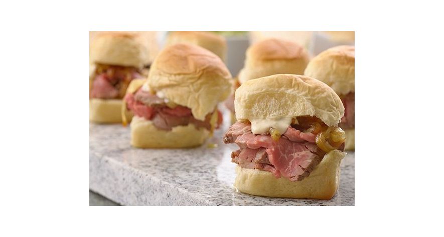 Recipes: Filet of Beef Sliders with Lemon-Horseradish Aioli and Caramelized Onions