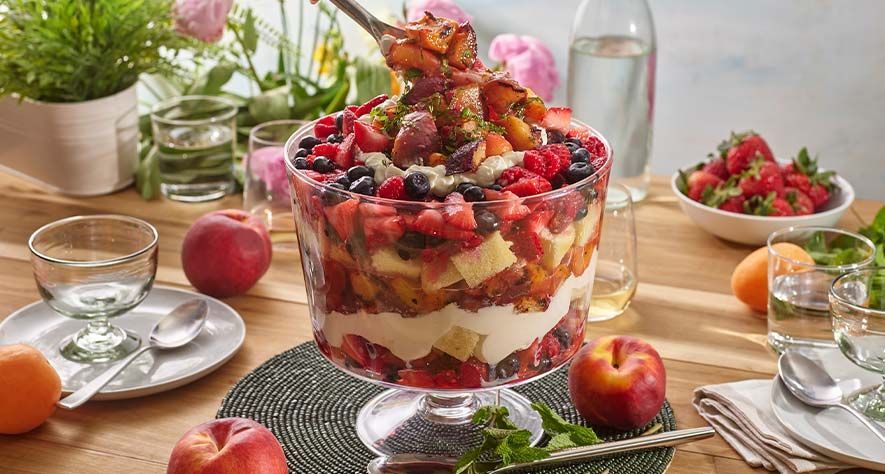 Recipes: Lemon Tea Cake Trifle with Grilled Stone Fruit and Berries 