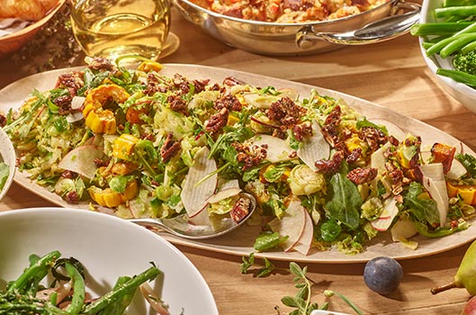 Shredded Brussels Sprouts, Delicata Squash, and Apple Salad 