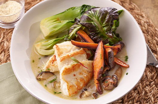 Pan-Roasted Grouper with Coconut, Lemongrass, and Ginger Broth 