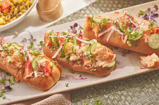 Lobster Rolls with Spicy Aioli, Cucumber, and Chives