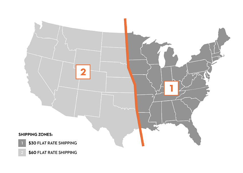 Map showing the two Citarella shipping zones for national delivery Map showing the two Citarella shipping zones for national delivery