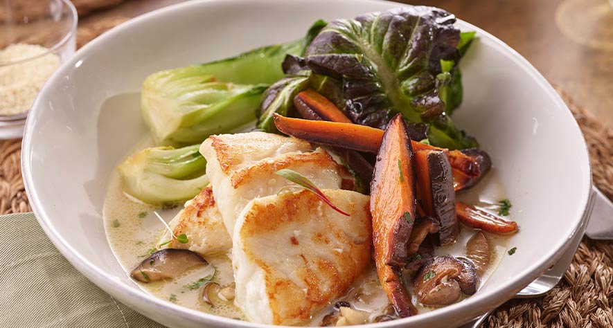 Pan-Roasted Grouper with Coconut, Lemongrass, and Ginger Broth
