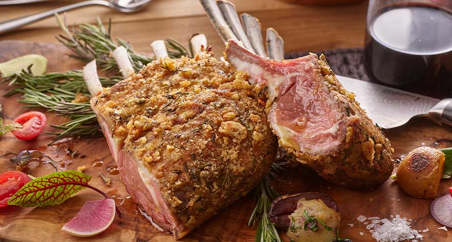 Roasted Rack of Lamb with Rosemary-Brioche Crust