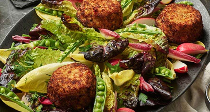 Spring Salad with Crab Cakes