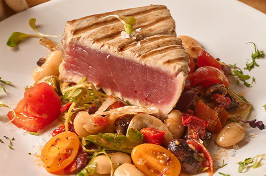Grilled Tuna with Fennel, Tomato, and Tuscan Bean Salad