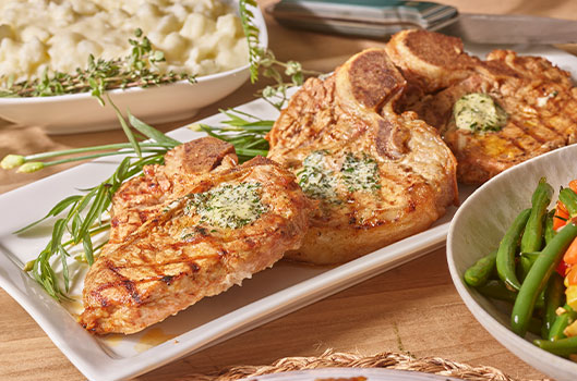 Grilled Veal Chops with Horseradish-Herb Butter 